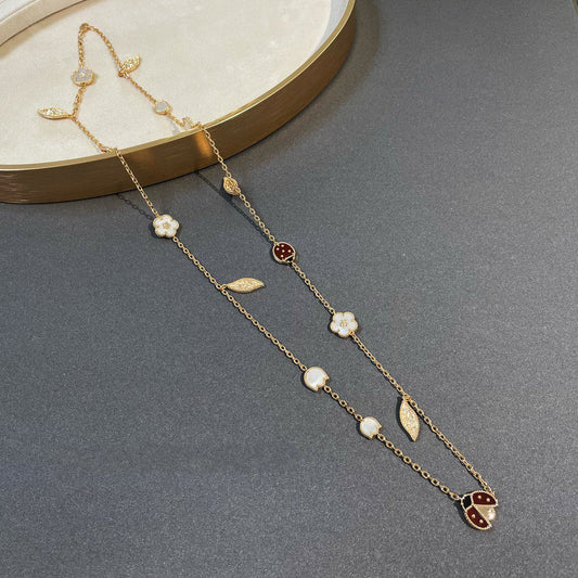 [Love's Uplift]LUCKY SPRING 15 MOTIFS GOLD NECKLACE