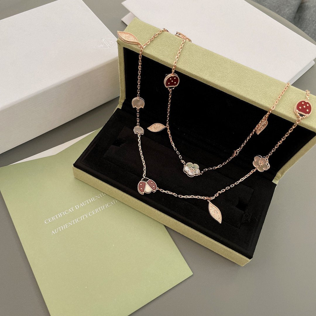 [Love's Uplift]LUCKY SPRING 15 MOTIFS ROSE GOLD NECKLACE