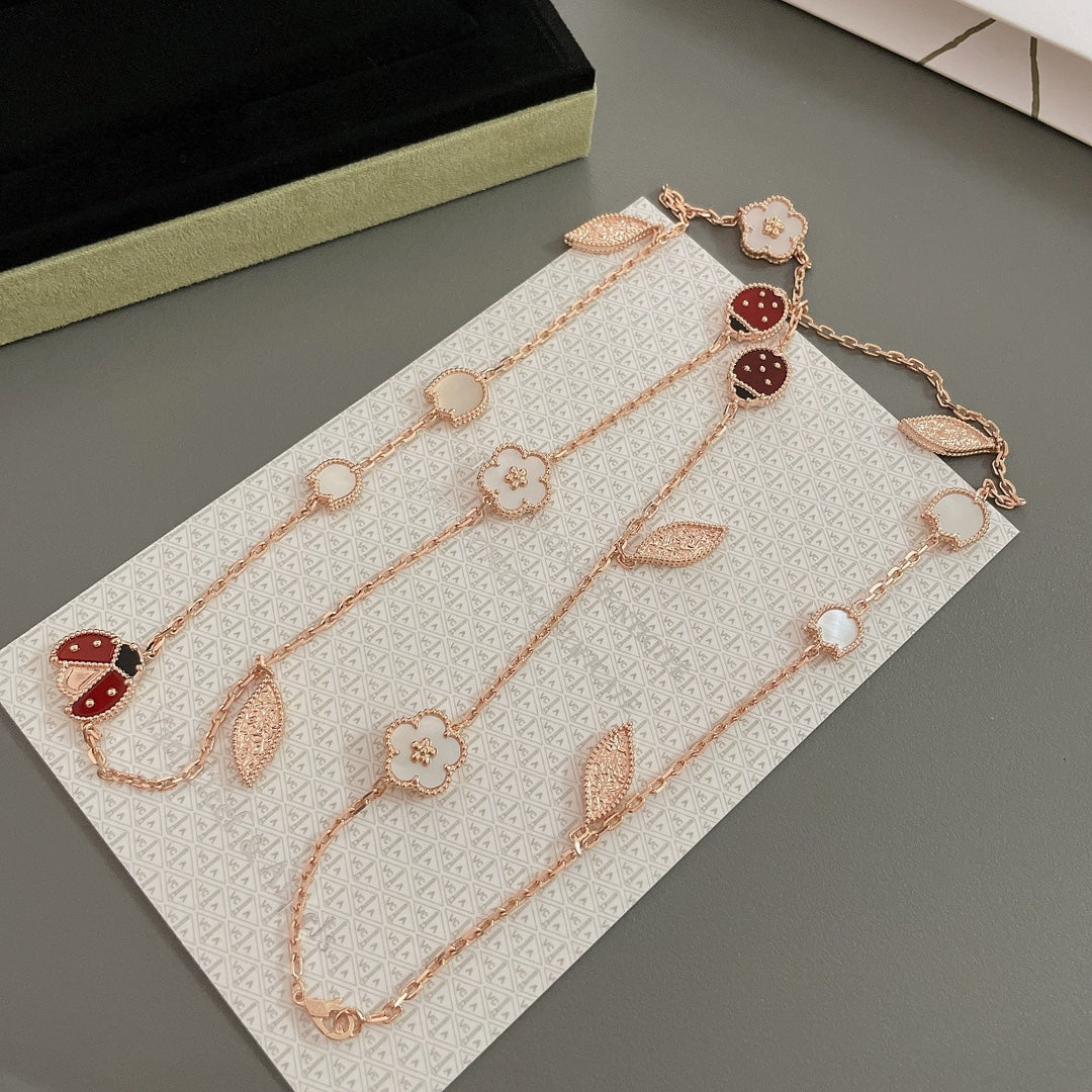 [Love's Uplift]LUCKY SPRING 15 MOTIFS ROSE GOLD NECKLACE