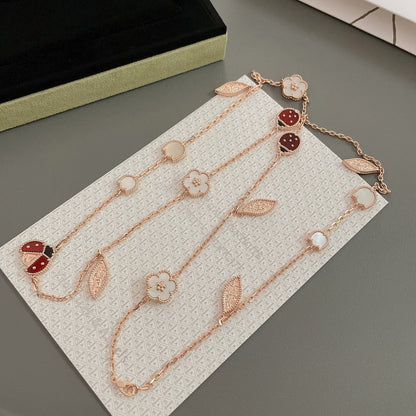[Love's Uplift]LUCKY SPRING 15 MOTIFS ROSE GOLD NECKLACE