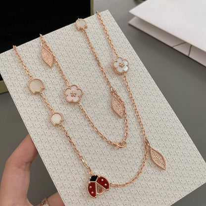[Love's Uplift]LUCKY SPRING 15 MOTIFS ROSE GOLD NECKLACE