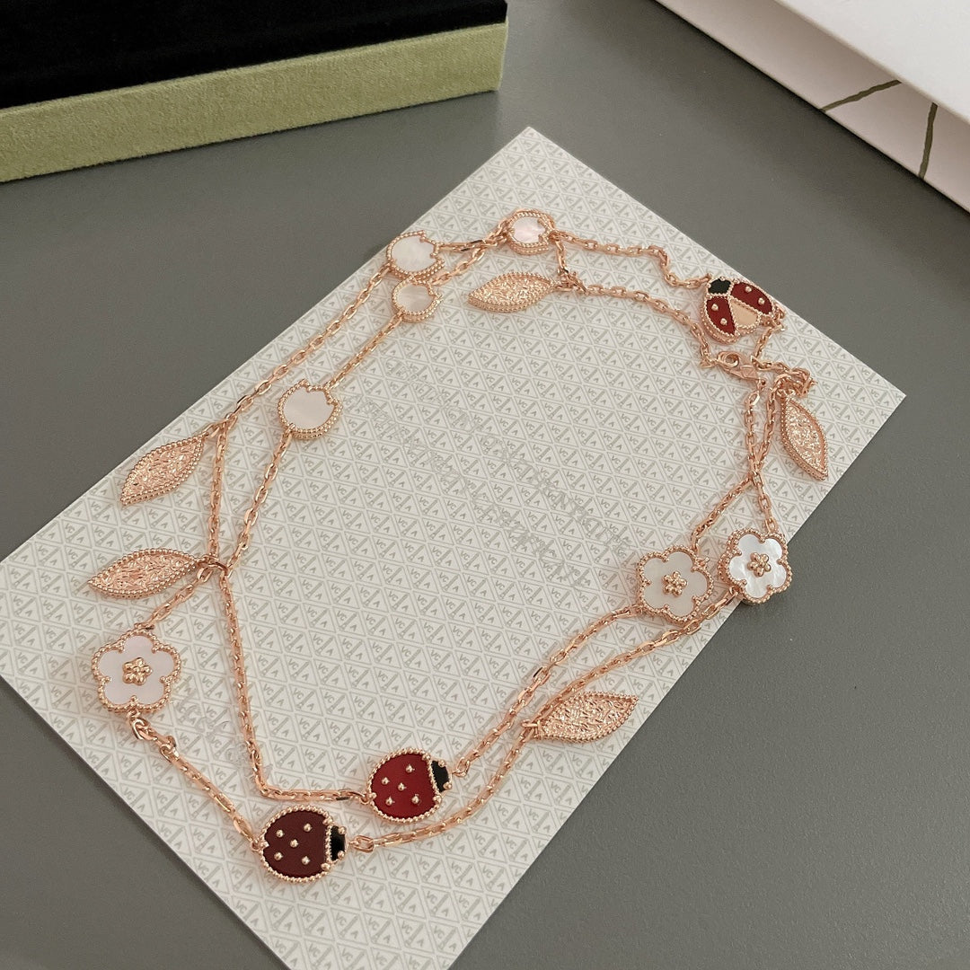 [Love's Uplift]LUCKY SPRING 15 MOTIFS ROSE GOLD NECKLACE