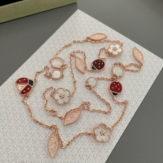 [Love's Uplift]LUCKY SPRING 15 MOTIFS ROSE GOLD NECKLACE