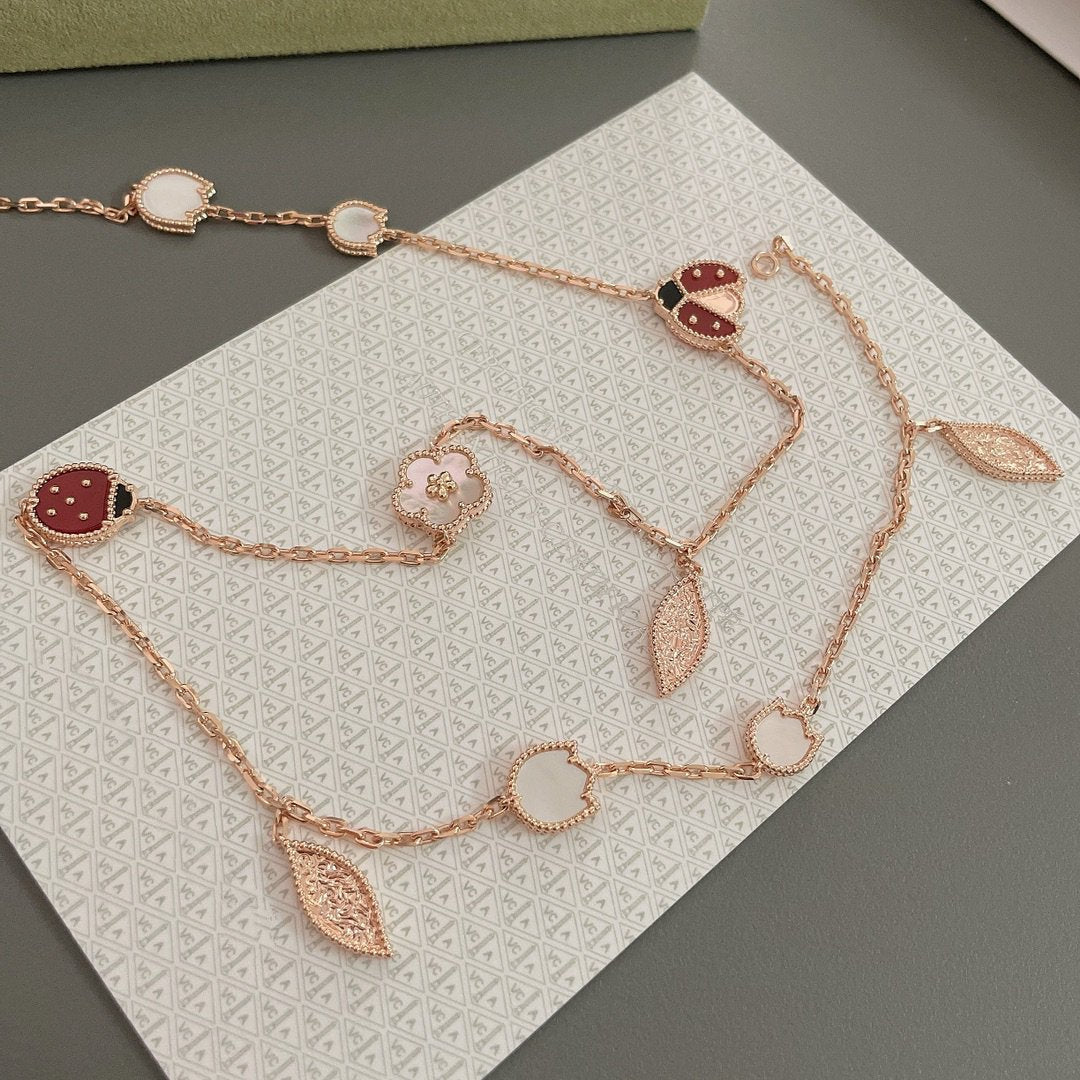 [Love's Uplift]LUCKY SPRING 15 MOTIFS ROSE GOLD NECKLACE