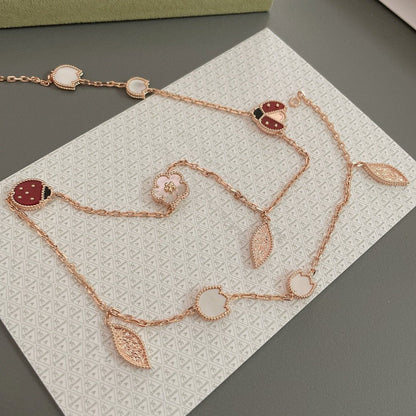 [Love's Uplift]LUCKY SPRING 15 MOTIFS ROSE GOLD NECKLACE