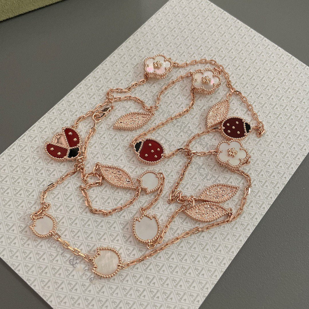 [Love's Uplift]LUCKY SPRING 15 MOTIFS ROSE GOLD NECKLACE