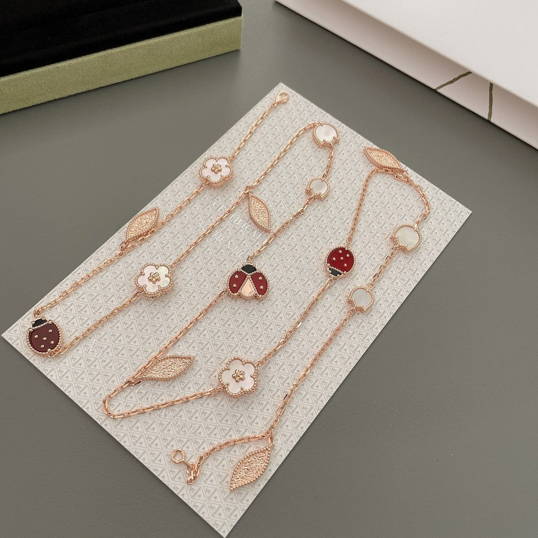 [Love's Uplift]LUCKY SPRING 15 MOTIFS ROSE GOLD NECKLACE