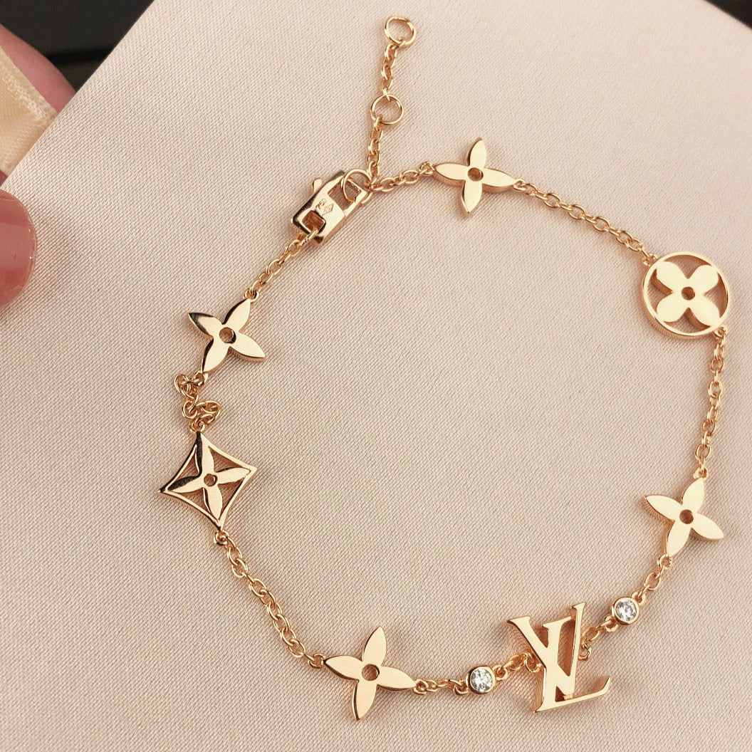 [Love's Uplift]STAR AND SUN 7 MOTIFS GOLD BRACELET