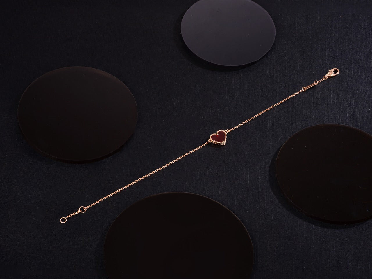 [Love's Uplift]HEART CARNELIAN PINK GOLD BRACELET