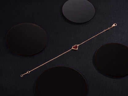 [Love's Uplift]HEART CARNELIAN PINK GOLD BRACELET