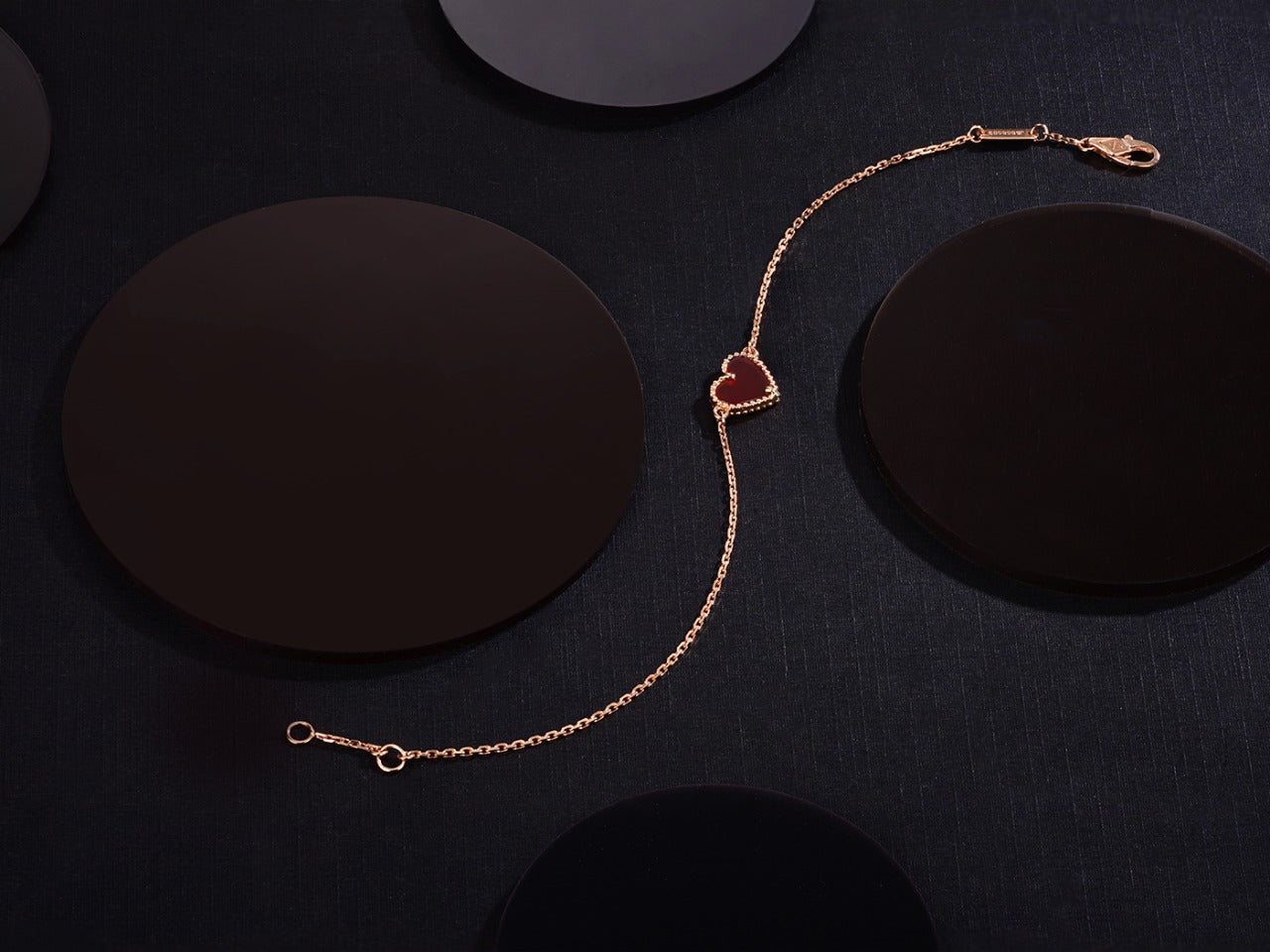 [Love's Uplift]HEART CARNELIAN PINK GOLD BRACELET
