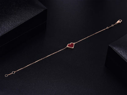 [Love's Uplift]HEART CARNELIAN PINK GOLD BRACELET