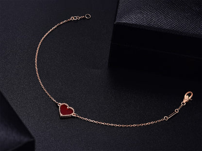 [Love's Uplift]HEART CARNELIAN PINK GOLD BRACELET
