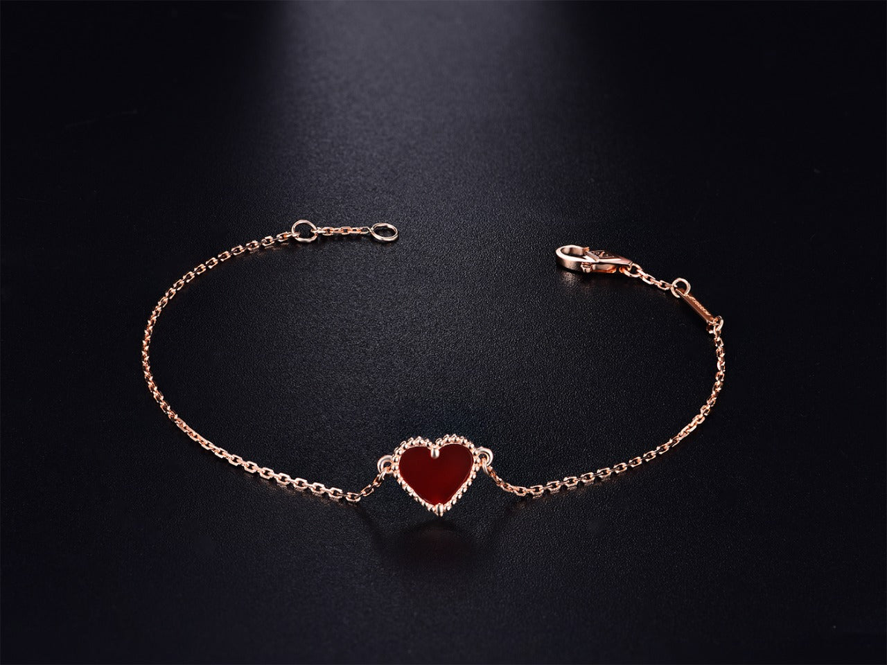 [Love's Uplift]HEART CARNELIAN PINK GOLD BRACELET