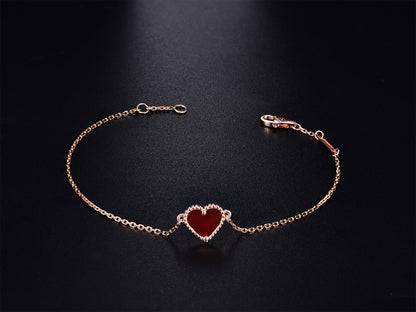 [Love's Uplift]HEART CARNELIAN PINK GOLD BRACELET