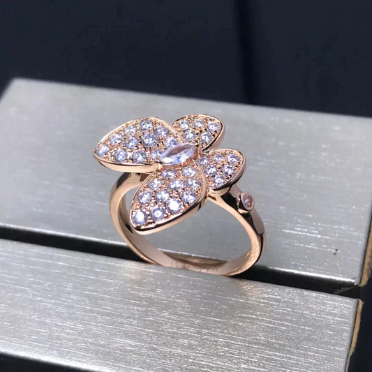 [Love's Uplift]BUTTERFLY PINK GOLD DIAMOND RING
