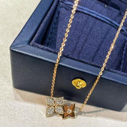 [Love's Uplift]STAR BLOSSOM NECKLACE PINK GOLD DIAMONDS