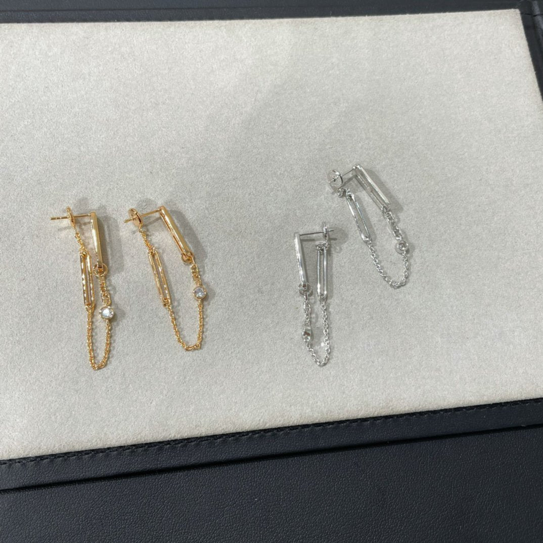 [Love's Uplift]CHAINE CHAOS DIAMOND DROP EARRINGS