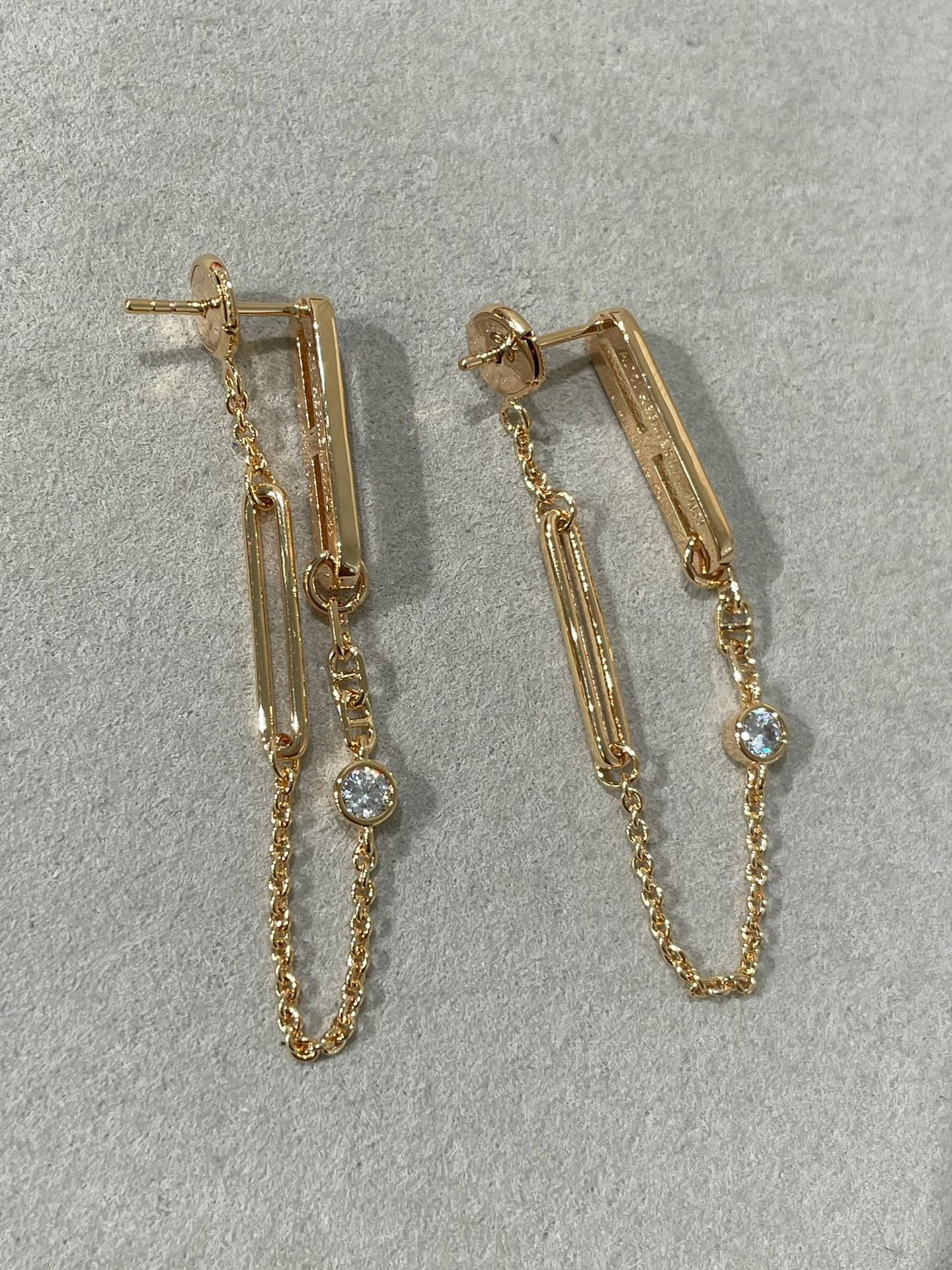 [Love's Uplift]CHAINE CHAOS DIAMOND DROP EARRINGS