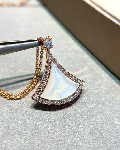 [Love's Uplift]DREAM MOP DIAMOND PAVED PINK GOLD NECKLACE