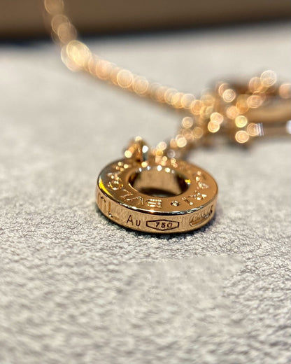 [Love's Uplift]DREAM MOP DIAMOND PAVED PINK GOLD NECKLACE