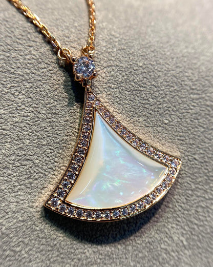 [Love's Uplift]DREAM MOP DIAMOND PAVED PINK GOLD NECKLACE