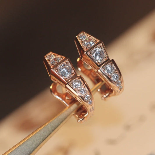 [Love's Uplift]SERPENT PINK GOLD DIAMOND EARRINGS