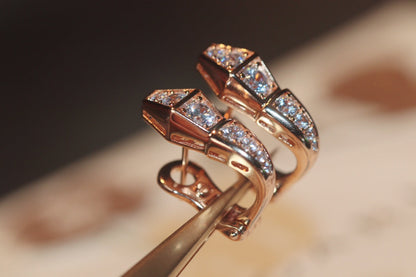 [Love's Uplift]SERPENT PINK GOLD DIAMOND EARRINGS