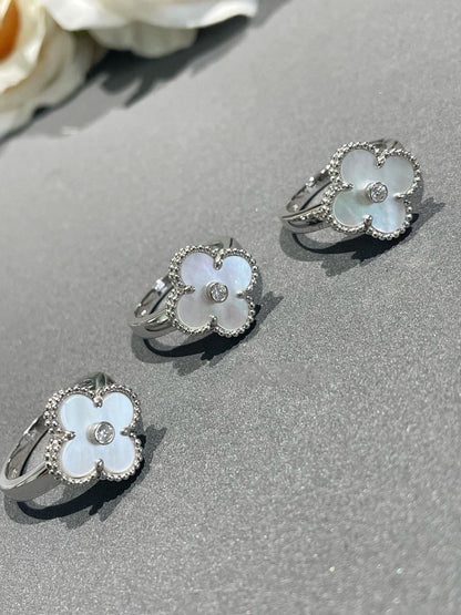 [Love's Uplift]CLOVER SILVER MOP DIAMOND RING