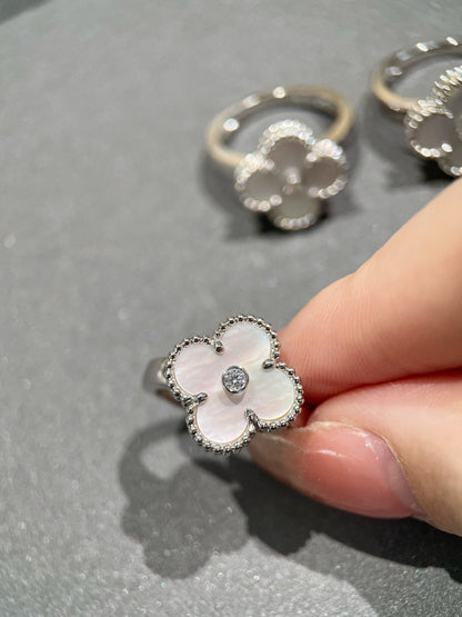 [Love's Uplift]CLOVER SILVER MOP DIAMOND RING