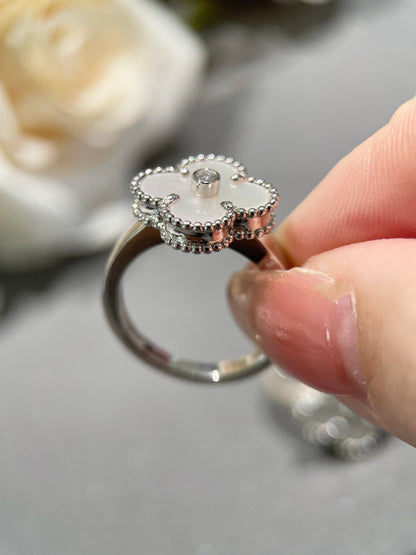 [Love's Uplift]CLOVER SILVER MOP DIAMOND RING