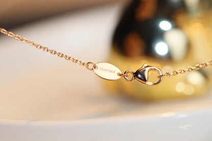 [Love's Uplift]JEUX MALACHITE 1 DIAMOND PINK GOLD NECKLACE