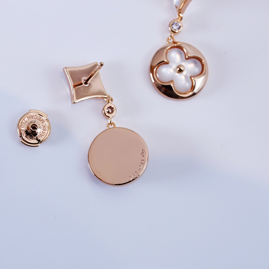 [Love's Uplift]STAR AND SUN PINK GOLD MOP DROP EARRINGS