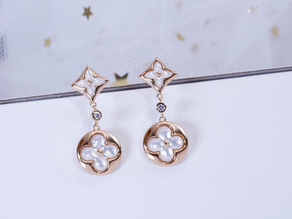 [Love's Uplift]STAR AND SUN PINK GOLD MOP DROP EARRINGS