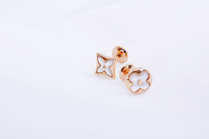 [Love's Uplift]STAR AND SUN PINK GOLD MOP STUD EARRINGS