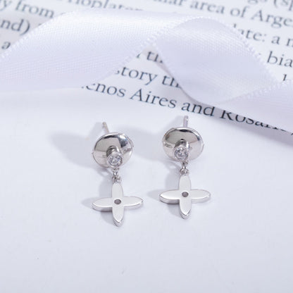 [Love's Uplift]VIDYLLE SILVER DIAMOND MINI DROP EARRINGS