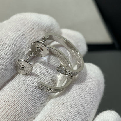 [Love's Uplift]LOVE DIAMOND SILVER HOOP EARRINGS