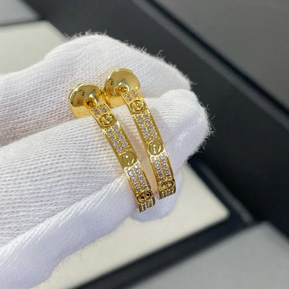 [Love's Uplift]LOVE EARRINGS 3.6MM DIAMOND PAVED