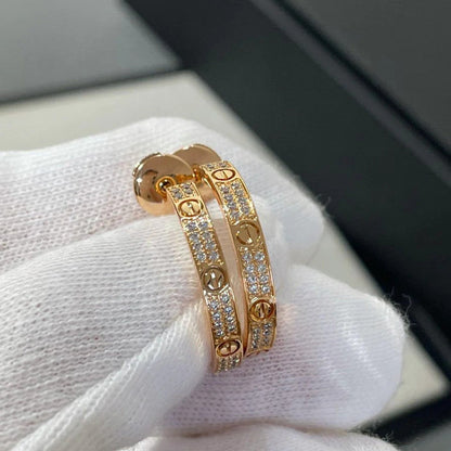 [Love's Uplift]LOVE EARRINGS 3.6MM DIAMOND PAVED