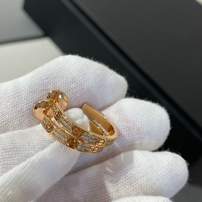 [Love's Uplift]LOVE DIAMOND PINK GOLD HOOP EARRINGS