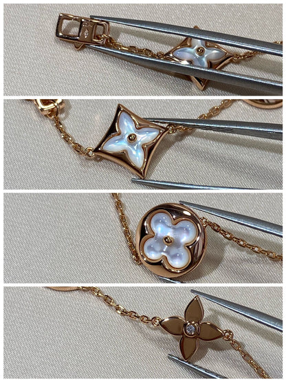 [Love's Uplift]STAR AND SUN 5 MOTIF MOP PINK GOLD BRACELET
