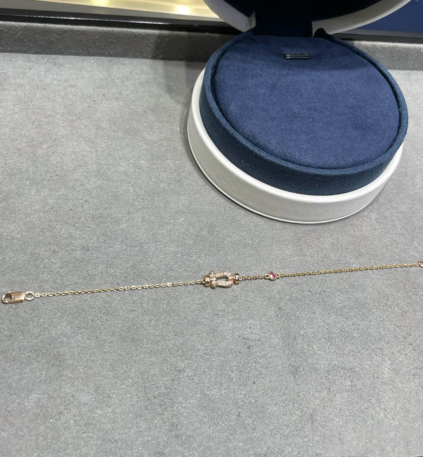 [Love's Uplift]FORCE 10 DIAMOND CHAIN LINK PINK GOLD BRACELET