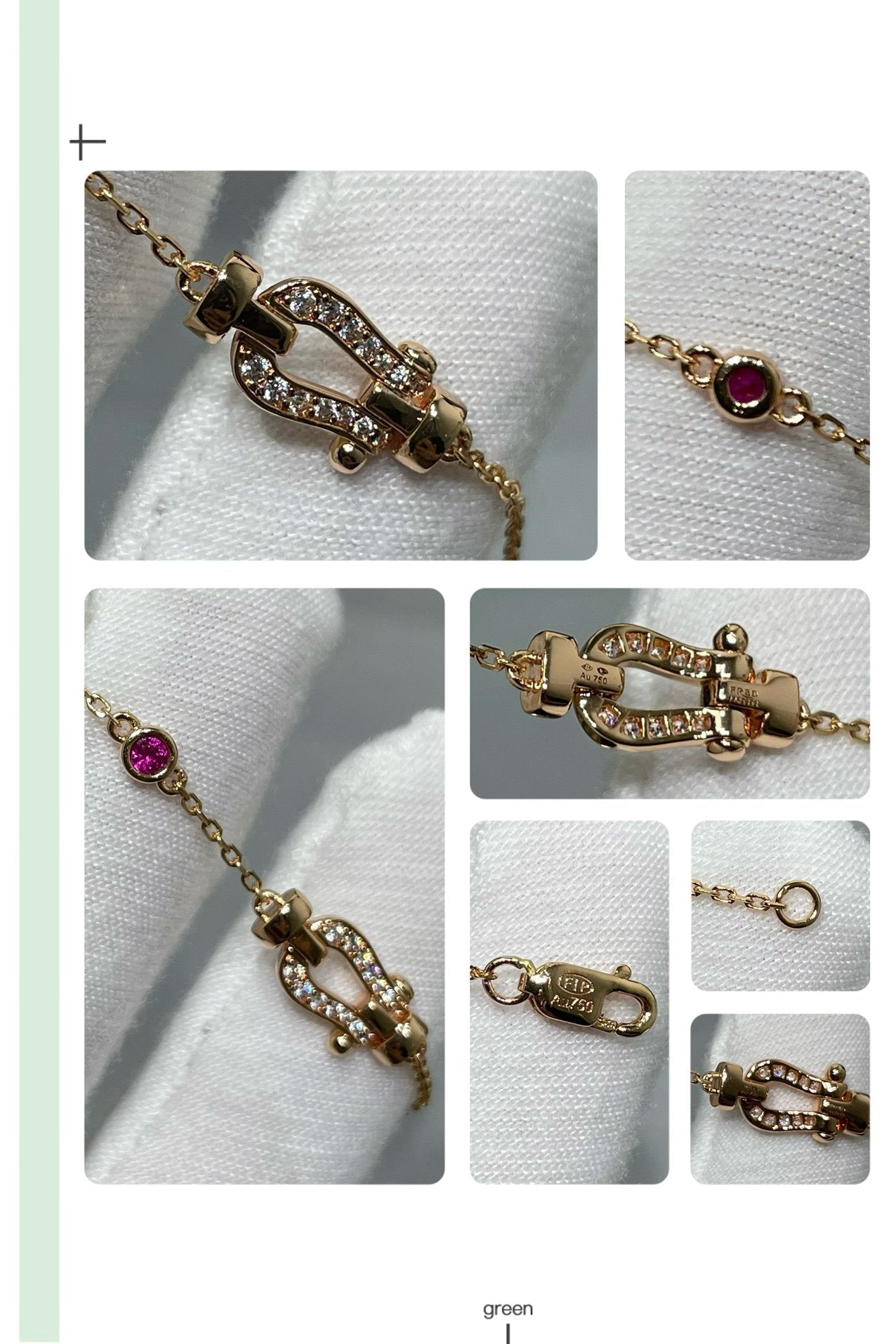 [Love's Uplift]FORCE 10 DIAMOND CHAIN LINK PINK GOLD BRACELET