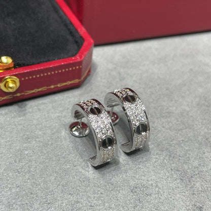 [Love's Uplift]LOVE CERAMIC DIAMOND PAVED SILVER EARRINGS