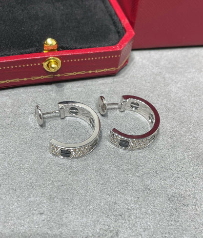 [Love's Uplift]LOVE CERAMIC DIAMOND PAVED SILVER EARRINGS