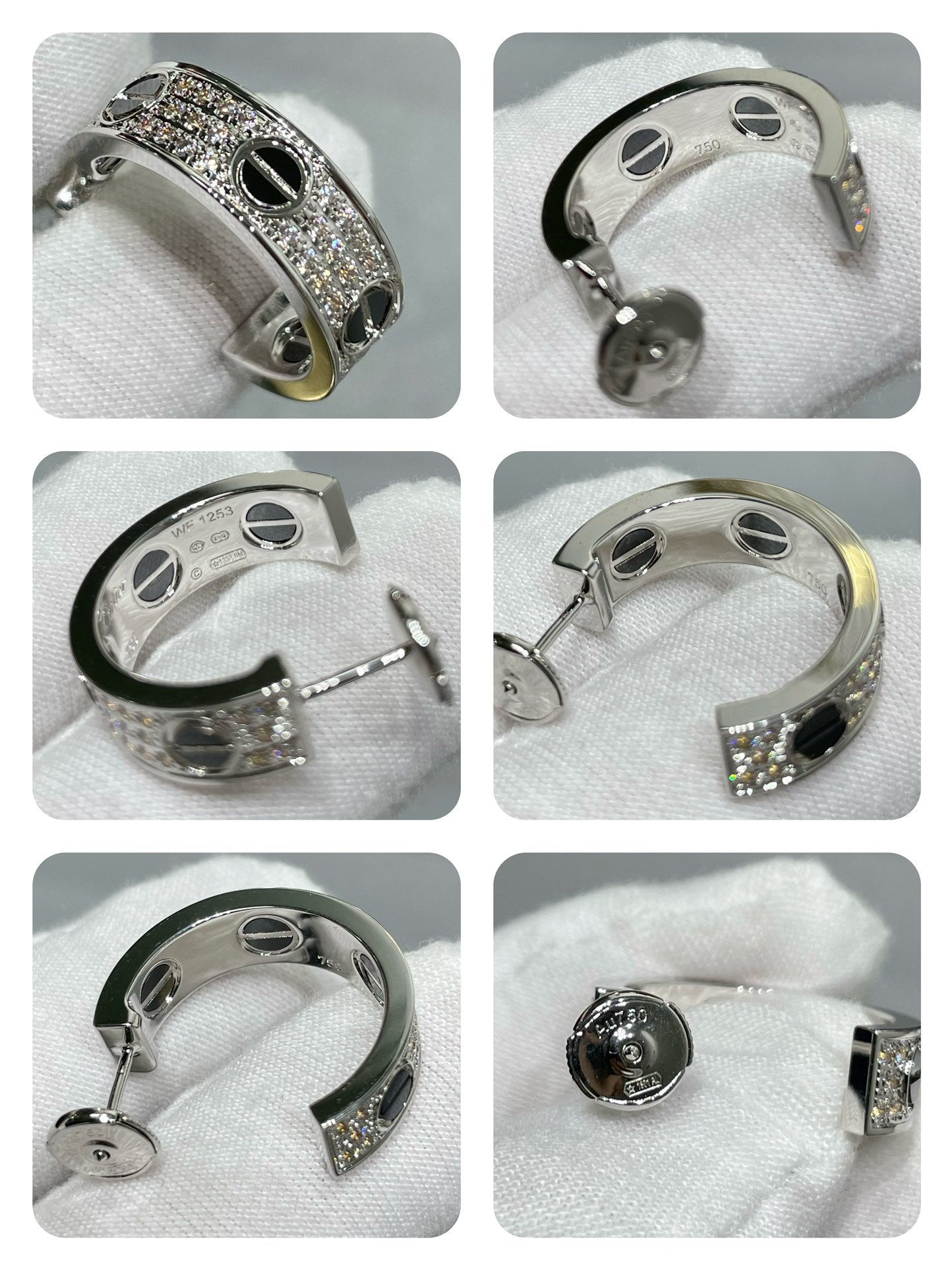 [Love's Uplift]LOVE CERAMIC DIAMOND PAVED SILVER EARRINGS