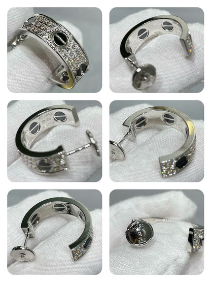 [Love's Uplift]LOVE CERAMIC DIAMOND PAVED SILVER EARRINGS