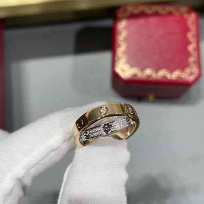 [Love's Uplift]LOVE PINK GOLD SILVER DIAMOND DOUBLE RING