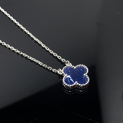 [Love's Uplift]CLOVER PIETERSITE SILVER LONG NECKLACE