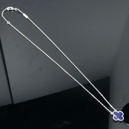 [Love's Uplift]CLOVER PIETERSITE SILVER LONG NECKLACE